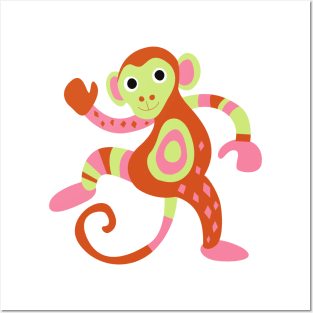 Cute Multicolored Monkey Posters and Art